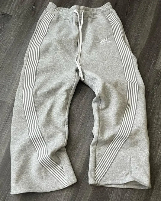 Embroidered Gray Casual Pants Men's Women's